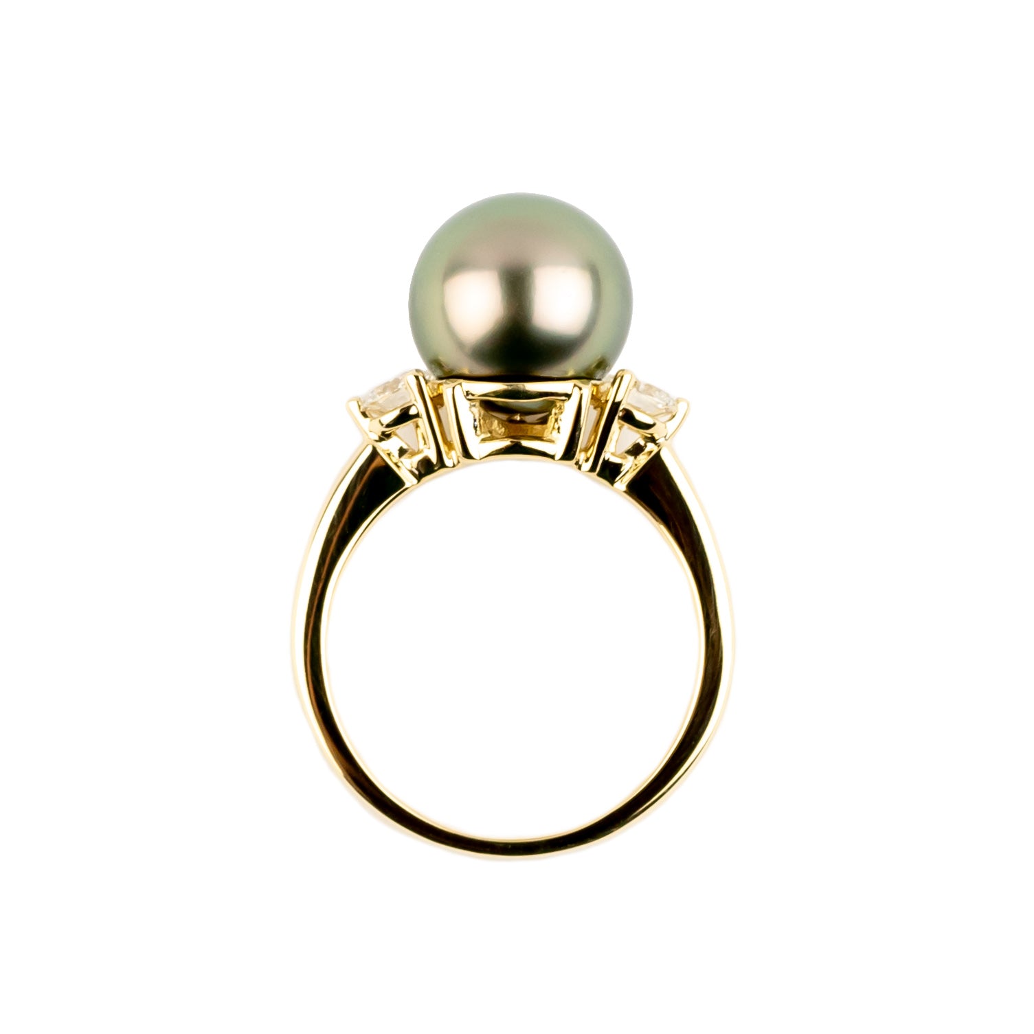 Custom Tahitian Pearl & Diamond Bisou Ring Sizes 5 to 9