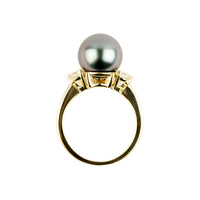 Custom Tahitian Pearl & Diamond Bisou Ring Sizes 5 to 9