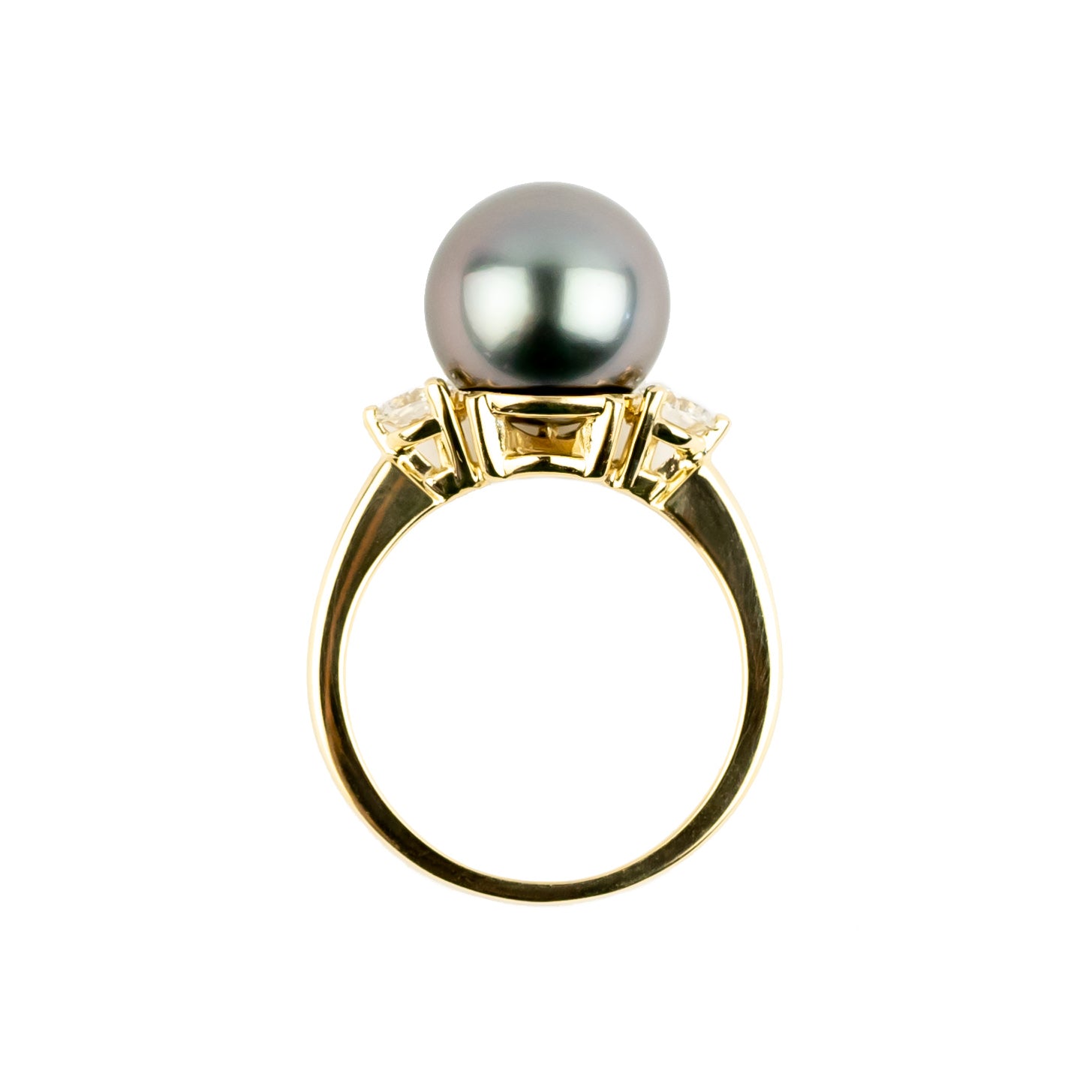 Custom Tahitian Pearl & Diamond Bisou Ring Sizes 5 to 9