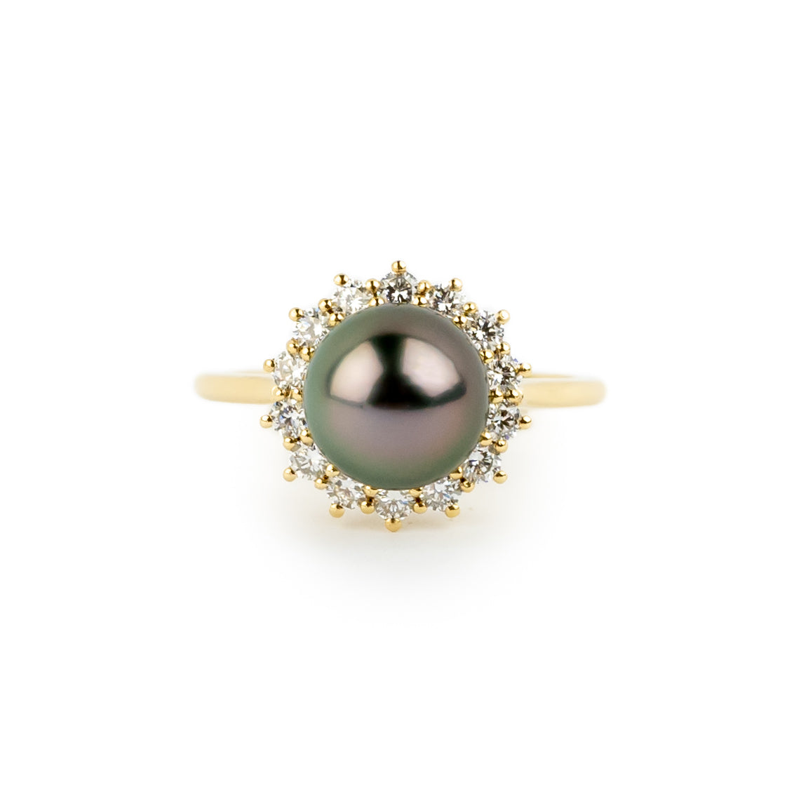 Custom Tahitian Pearl & Diamond Soleil Ring Sizes 6 to 9