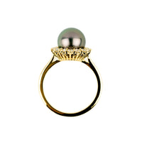 Custom Tahitian Pearl & Diamond Soleil Ring Sizes 6 to 9
