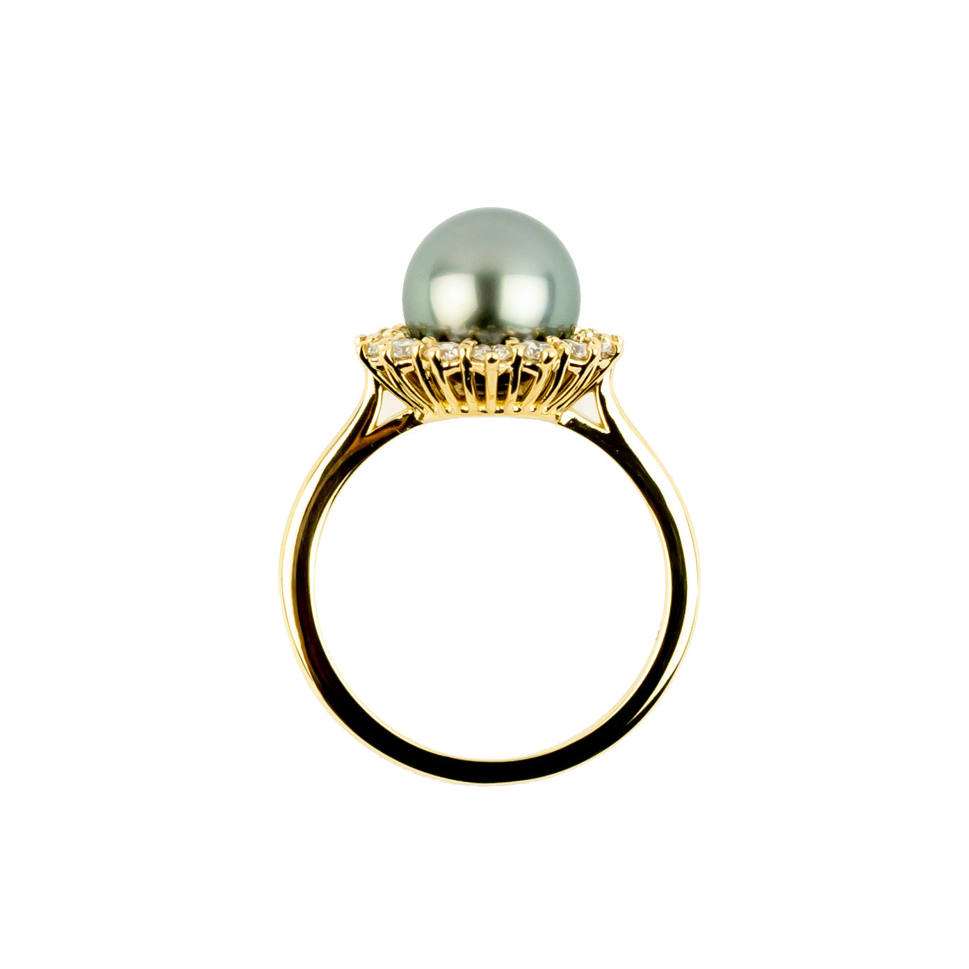 Custom Tahitian Pearl & Diamond Soleil Ring Sizes 6 to 9