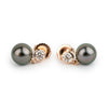 Tahitian Pearl & Diamond Nova Earrings on 14K Rose Gold
