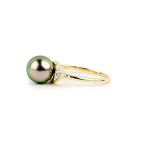 Custom Tahitian Pearl & Diamond Toru Ring Sizes 4 to 9