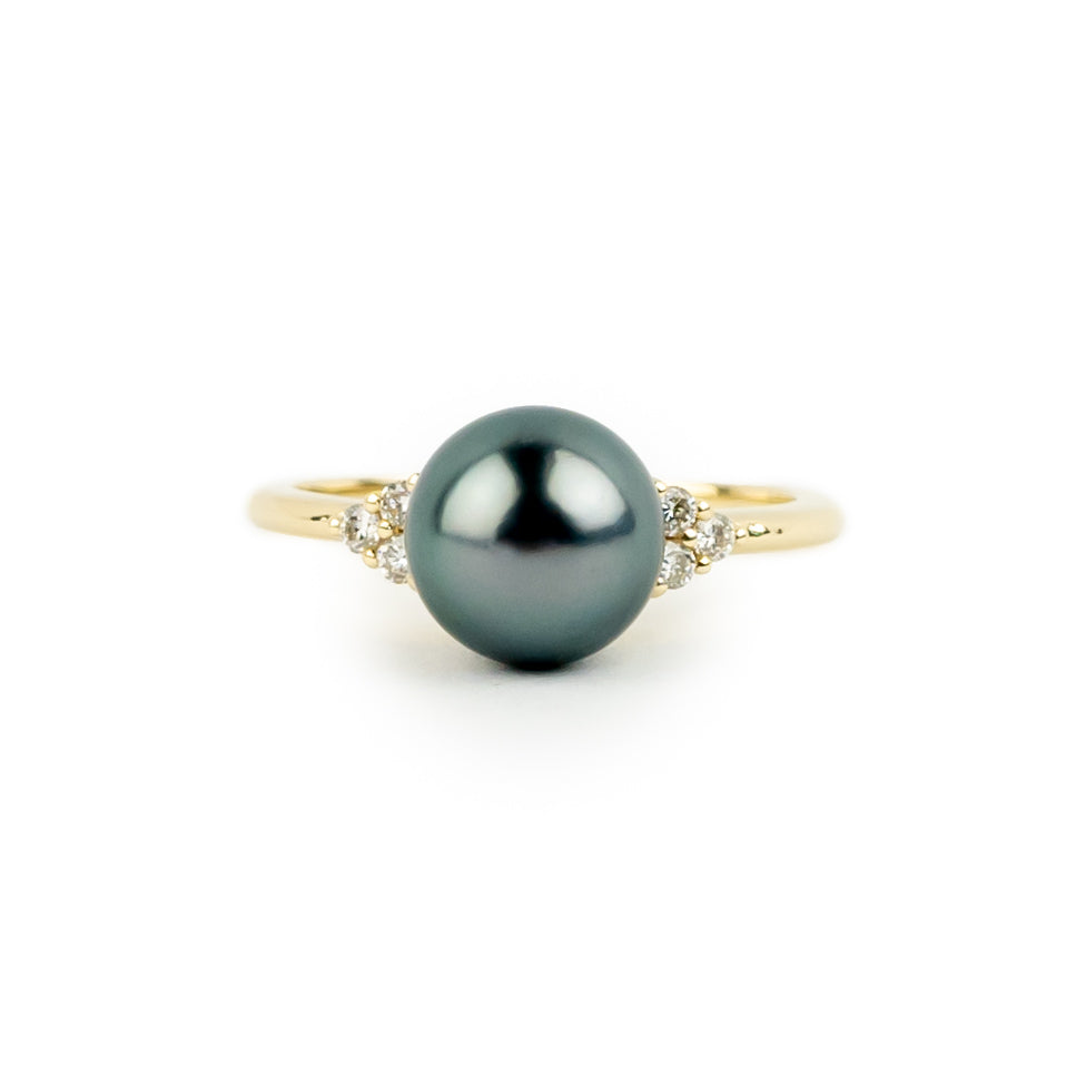 Custom Tahitian Pearl & Diamond Toru Ring Sizes 4 to 9