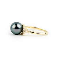 Custom Tahitian Pearl & Diamond Toru Ring Sizes 4 to 9