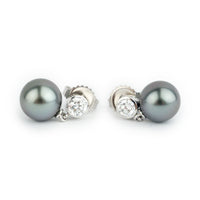 Tahitian Pearl & Diamond Nova Earrings on 14K White Gold