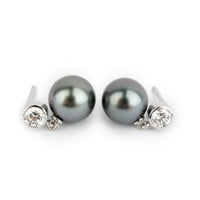 Tahitian Pearl & Diamond Nova Earrings on 14K White Gold