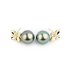 Peacock Green 11.2mm Tahitian Pearl Plumeria Dangle Earrings