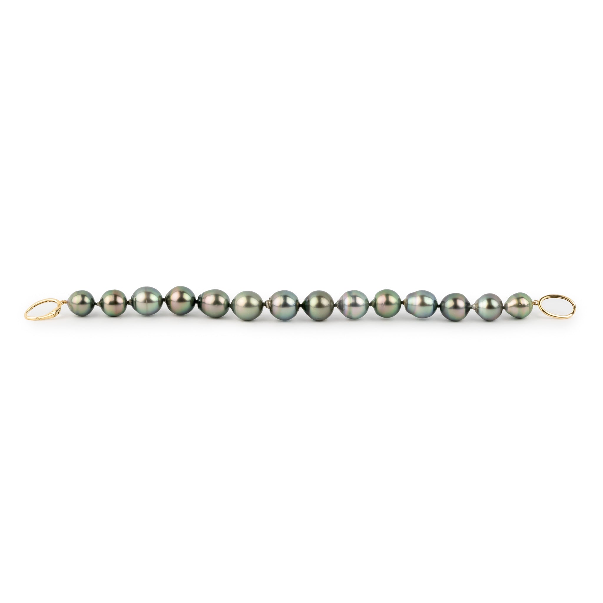 Flashy Peacock Drop 10-11.6mm Tahitian Pearl Bracelet