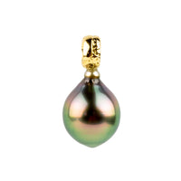 Jungle Sunset 10.3mm Tahitian Pearl Pendant on 18K Yellow Gold