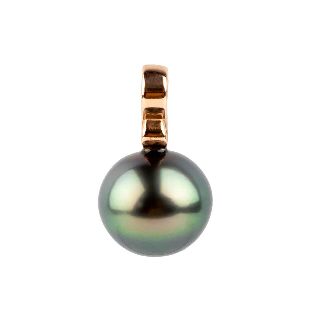 Indigo Peacock 10.5mm Tahitian Pearl Infinity Pendant on 14K Rose Gold