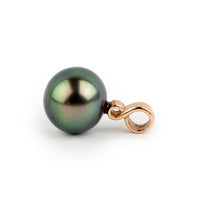 Indigo Peacock 10.5mm Tahitian Pearl Infinity Pendant on 14K Rose Gold