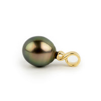 Golden Pink Green 9.9mm Tahitian Pearl Infinity Pendant on 14K Yellow Gold