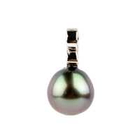 Lavender Green 10mm Tahitian Pearl Infinity Pendant on 14K White Gold