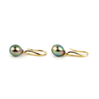 Vivid Rainbow 10.4mm Teardrop Hook Dangles on 14K Yellow Gold