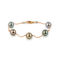 Soft Blush Tahitian Pearl Tin Cup Bracelet on 14K Rose Gold
