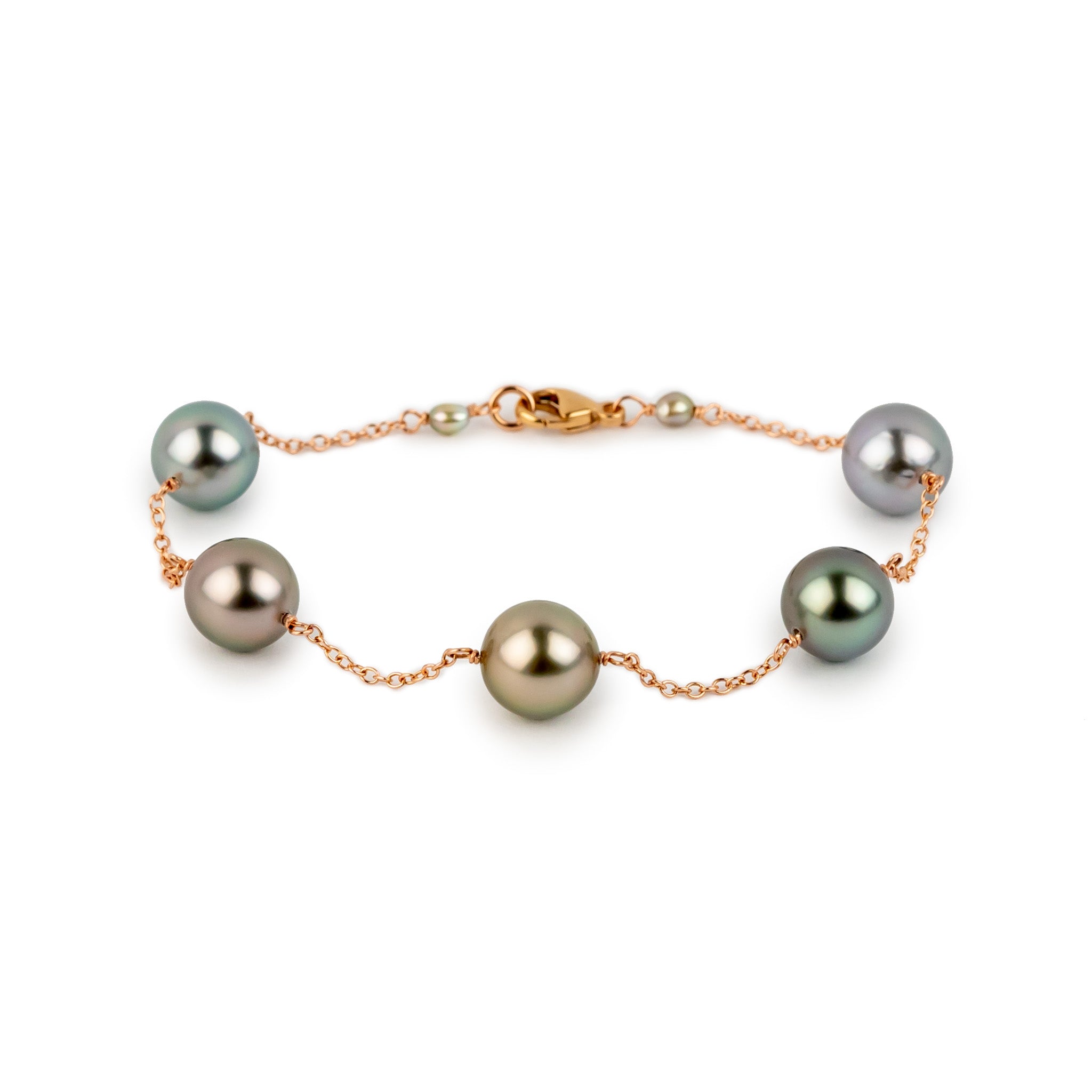 Soft Blush Tahitian Pearl Tin Cup Bracelet on 14K Rose Gold