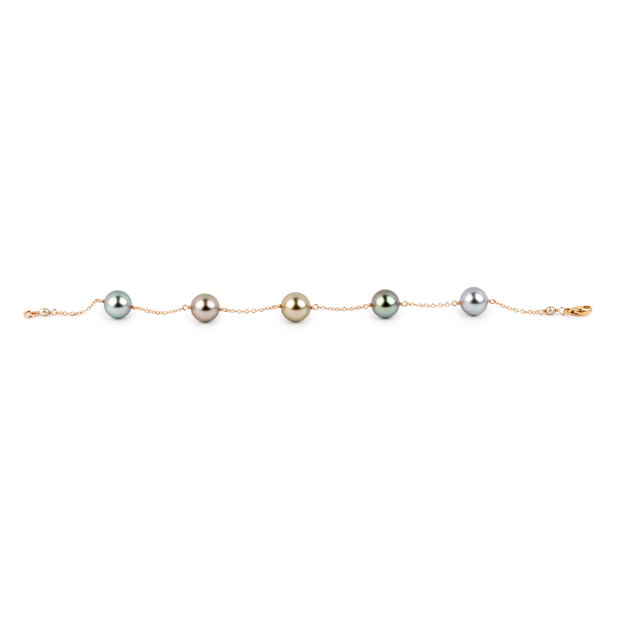 Soft Blush Tahitian Pearl Tin Cup Bracelet on 14K Rose Gold