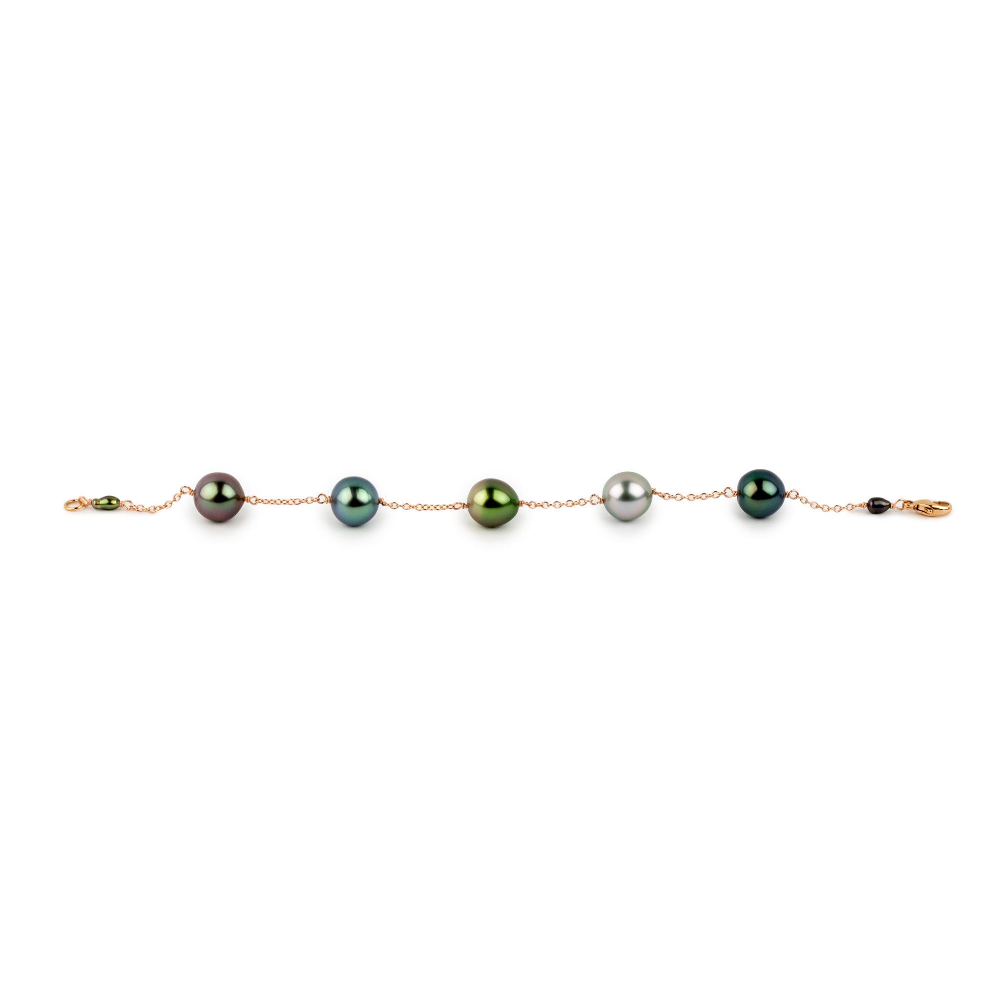 Fluorescence Tahitian Pearl Tin Cup Bracelet on 14K Rose Gold