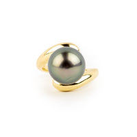 Peacock Green Baroque 12.6mm Pearl Ring