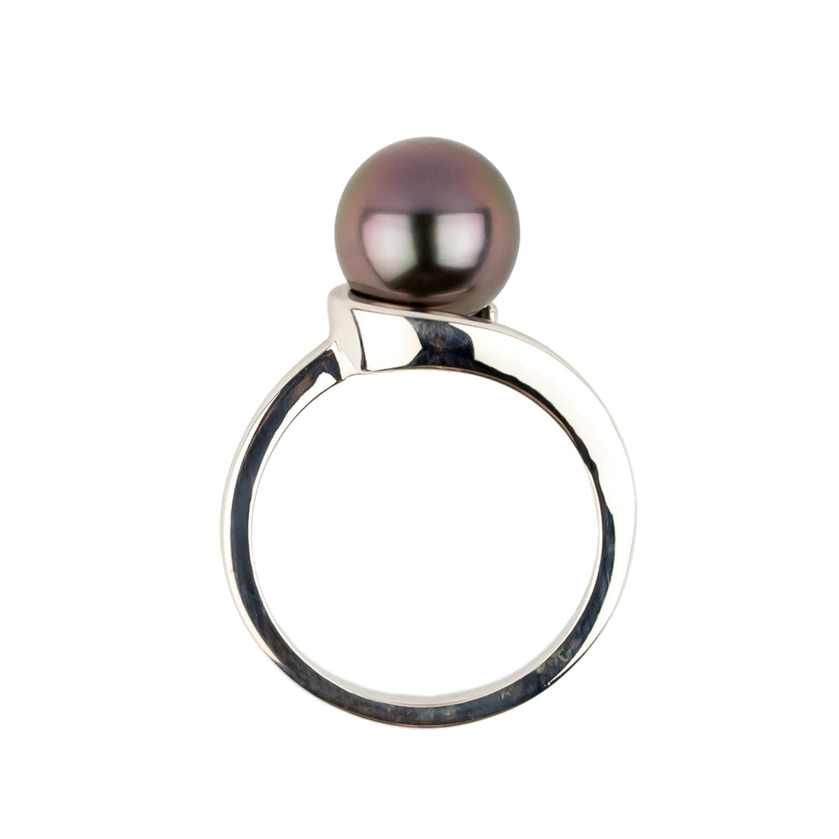 Fuchsia 8.9mm Tahitian Pearl Swirl Ring on 14k White Gold