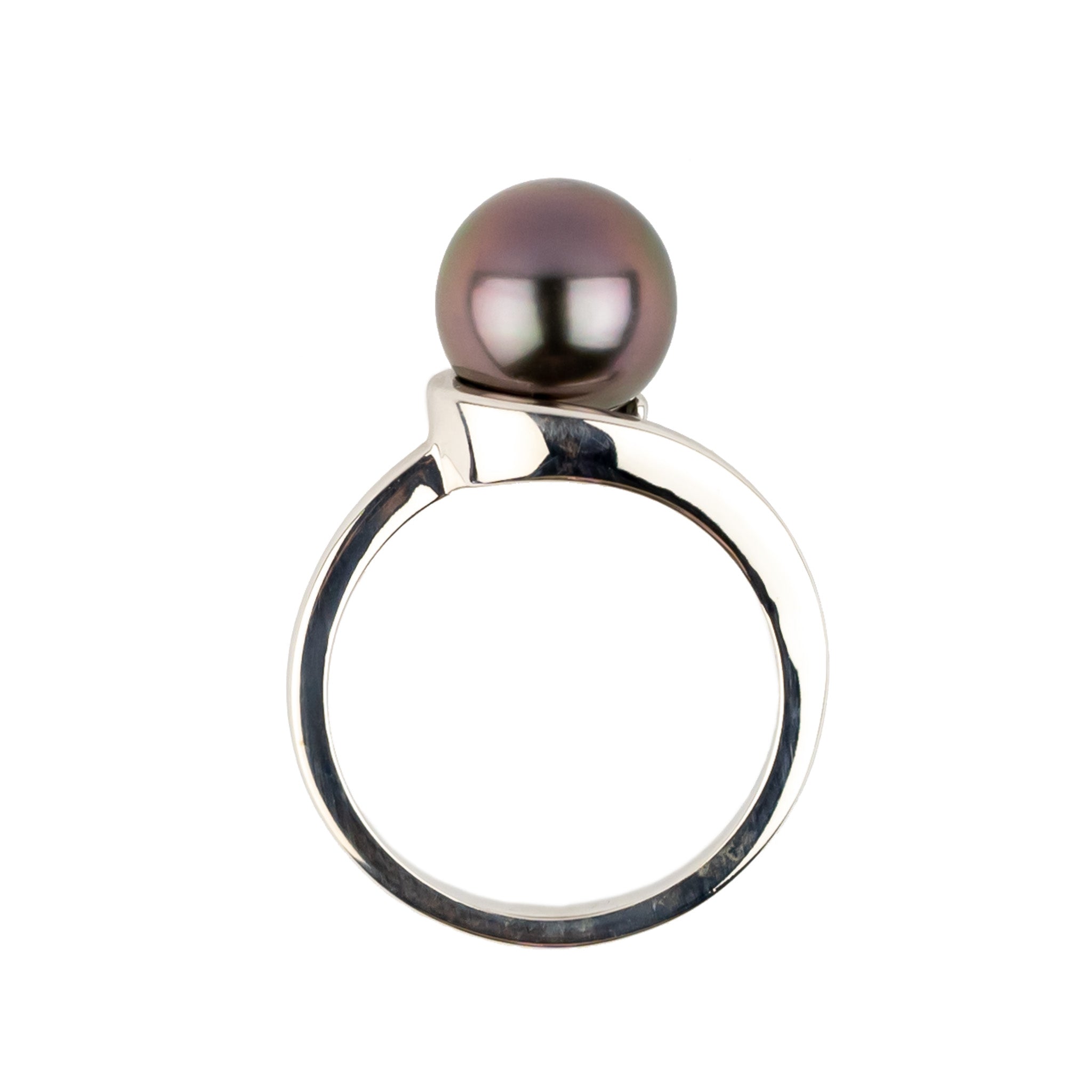 Fuchsia 8.9mm Tahitian Pearl Swirl Ring on 14k White Gold