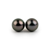 Plum Green 8-8.5mm Tahitian Pearl Stud Earrings