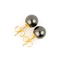 Plum Green 8-8.5mm Tahitian Pearl Stud Earrings