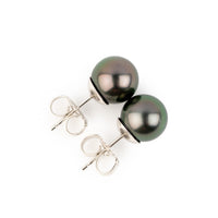 Plum Green 8-8.5mm Tahitian Pearl Stud Earrings