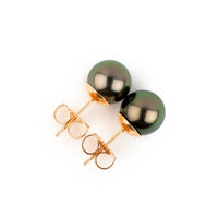 Plum Green 8-8.5mm Tahitian Pearl Stud Earrings