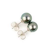 Misty Blue Green 8.3-8.9mm Tahitian Pearl Stud Earrings