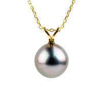 Lavender Haze 9.1mm Tahitian Pearl I'a Necklace on 14K Yellow Gold