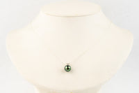 Indigo Green 9.2mm Tahitian Pearl I'a Necklace on Sterling Silver