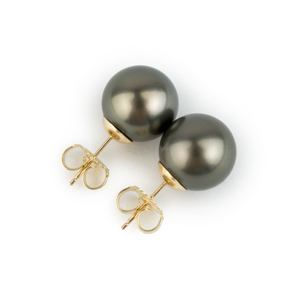 Dark Green 11.6mm Tahitian Pearl Statement Stud Earrings