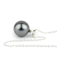 Lavender-Blue 9mm Tahitian Pearl I'a Necklace on Sterling Silver