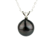 Midnight Purple 9mm Tahitian Pearl I'a Necklace on Sterling Silver