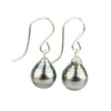 Pink-Green Circle Drop Tahitian Pearl Dangles on Sterling Silver