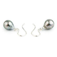 Pink-Green Circle Drop Tahitian Pearl Dangles on Sterling Silver