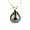 Tropical Midnight 9.5mm Tahitian Pearl I'a Necklace on 14K Yellow Gold