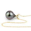 Tropical Midnight 9.5mm Tahitian Pearl I'a Necklace on 14K Yellow Gold
