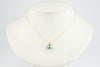 Sky Blue 9.5mm Tahitian Pearl I'a Necklace on 14K Yellow Gold