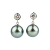 Tahitian Pearl & Diamond Nova Earrings on 14K White Gold