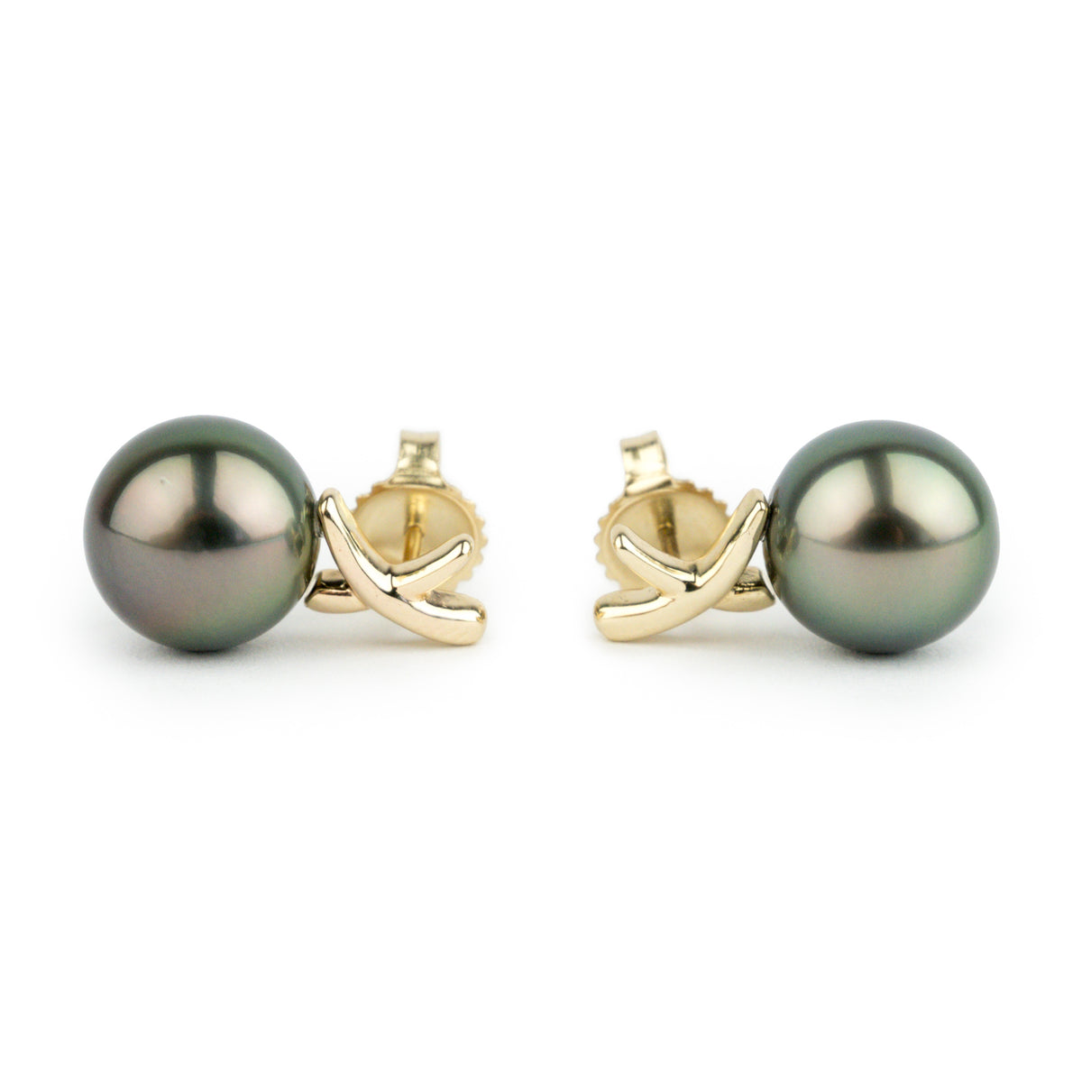 Aubergine Peacock 10.1mm Tahitian Pearl Croix Earrings