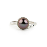 Fuchsia 8.9mm Tahitian Pearl Swirl Ring on 14k White Gold