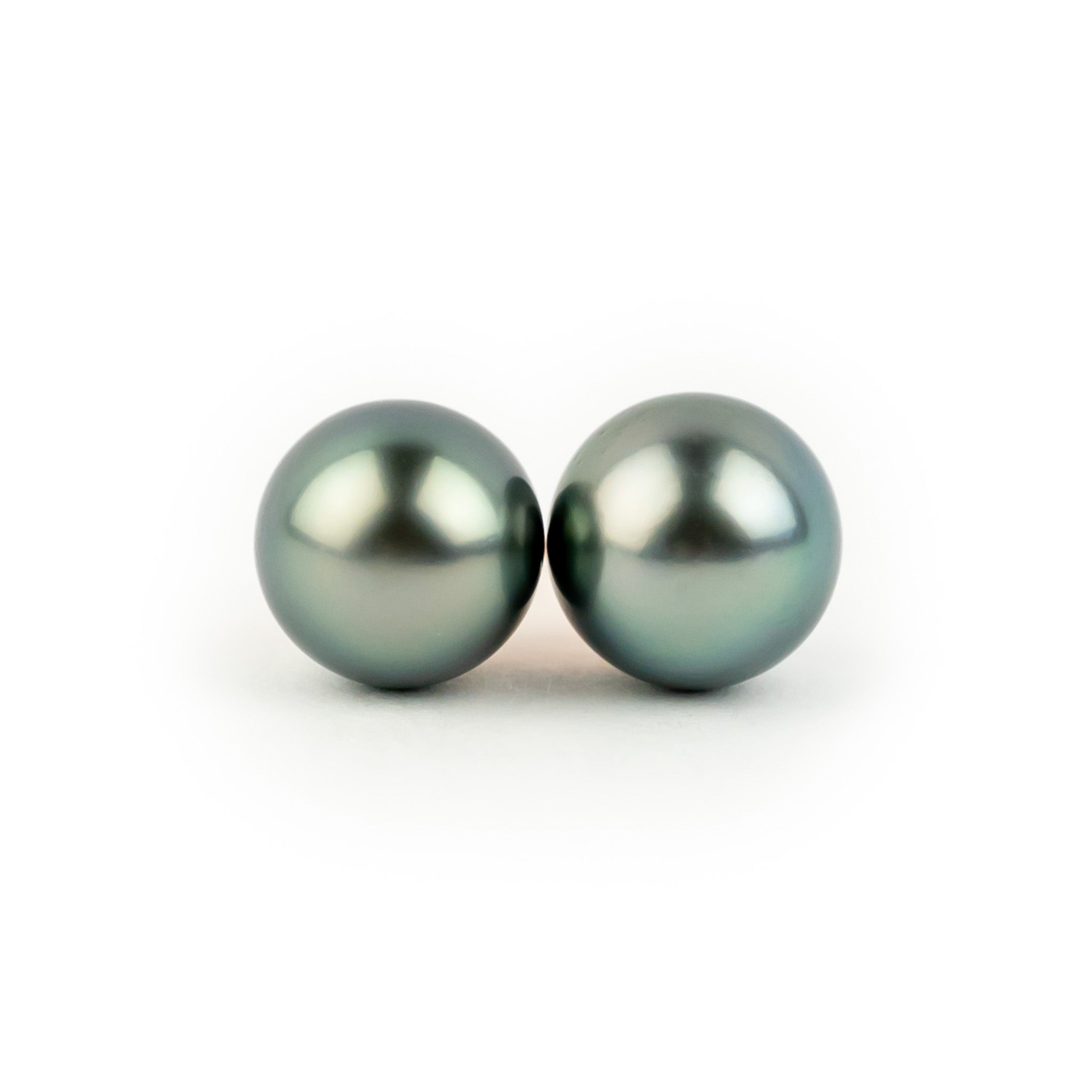 Misty Blue Green 8.3-8.9mm Tahitian Pearl Stud Earrings