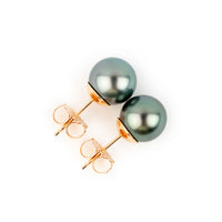 Misty Blue Green 8.3-8.9mm Tahitian Pearl Stud Earrings