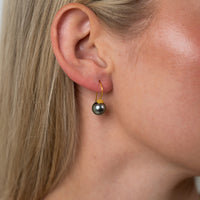 18K Bali Pink Peacock Tahitian Pearl Hook Earrings
