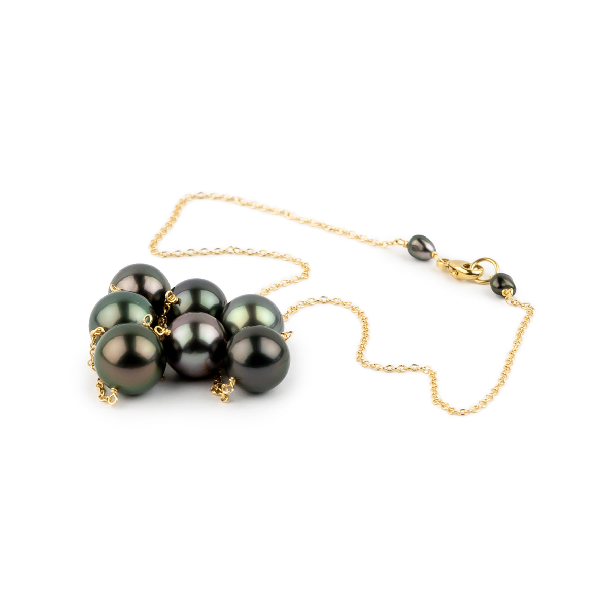 Black Forest Tahitian Pearl Tin-Cup Necklace on 14k Yellow Gold