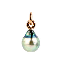 Opalescent Blue Green Baroque 11mm Tahitian Pearl Rava Pendant on 14K Rose Gold